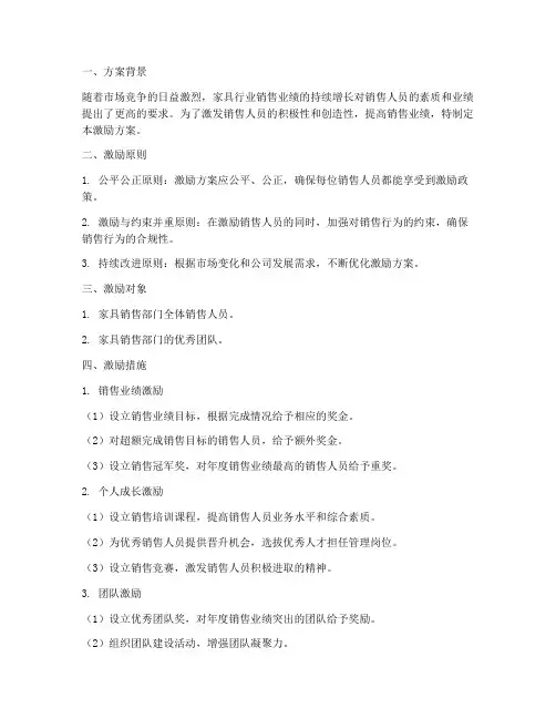 家具销售人员激励方案