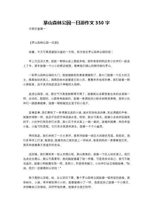 茅山森林公园一日游作文350字