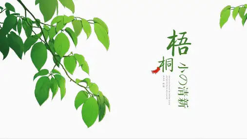 小清新精美动态梧桐树叶通用PPT模板