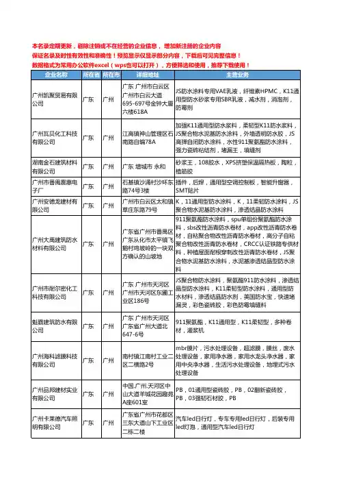 新版广东省广州通用型工商企业公司商家名录名单联系方式大全137家