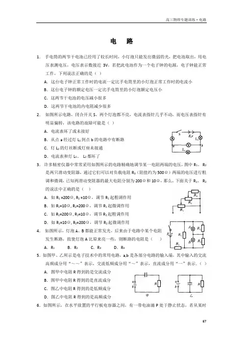 高三物理专题：电路