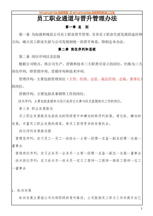 员工职业通道与晋升管理办法