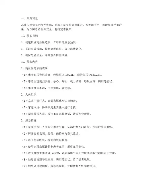 患者在家突发高血压应急预案