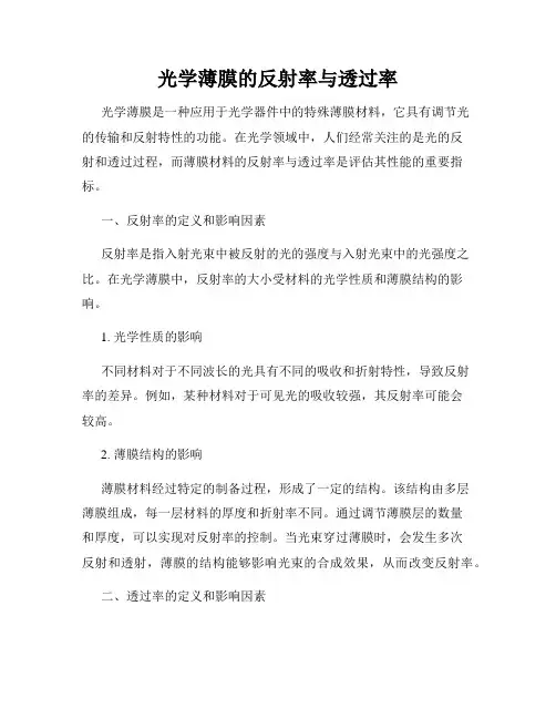 光学薄膜的反射率与透过率