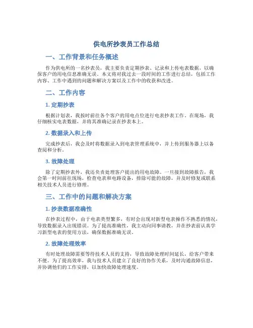 供电所抄表员工作总结