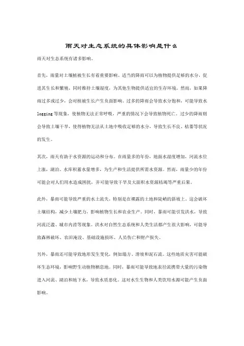 雨天对生态系统的具体影响是什么