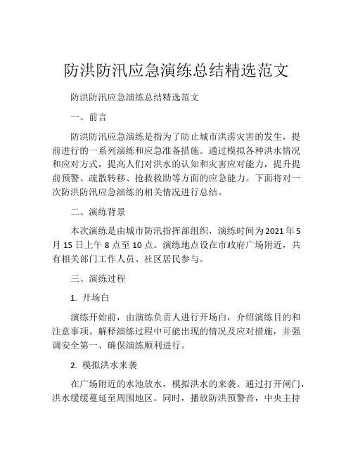 防洪防汛应急演练总结精选范文