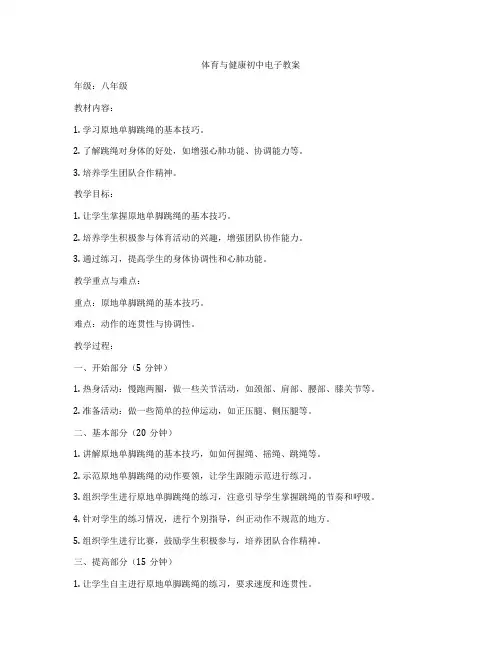 体育与健康初中电子教案