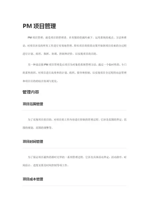 PM项目管理专业资料