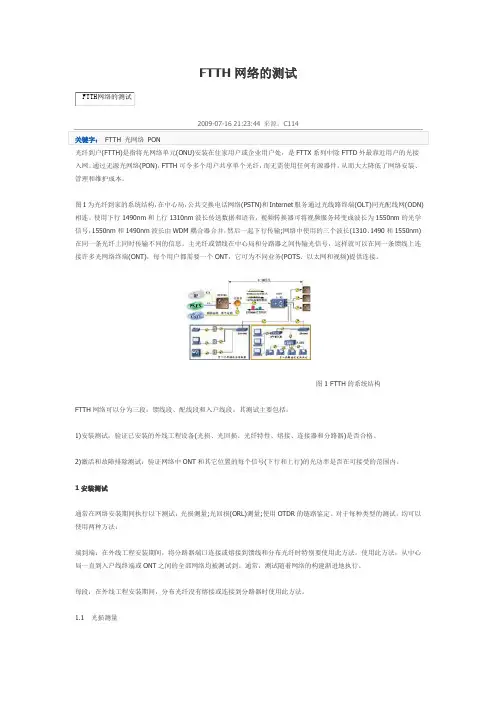 FTTH网络的测试