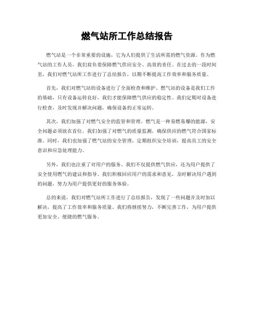 燃气站所工作总结报告