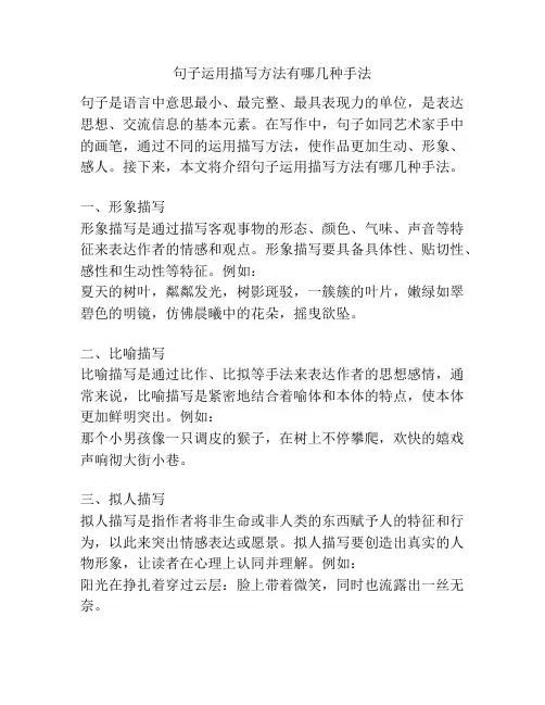 句子运用描写方法有哪几种手法