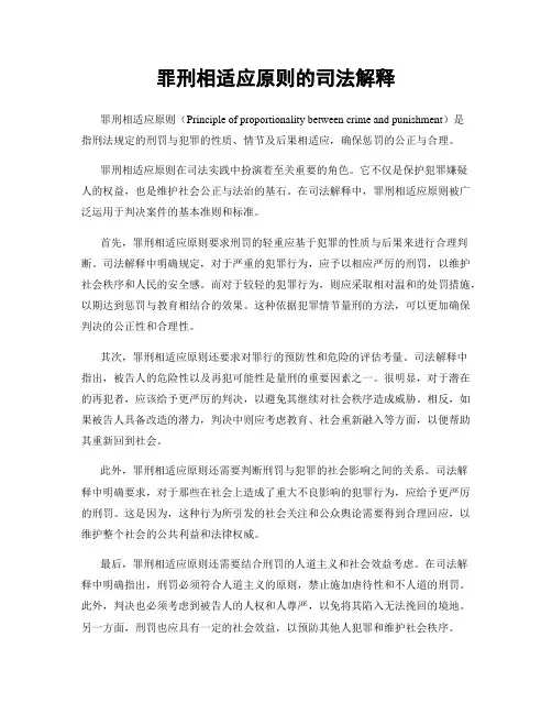 罪刑相适应原则的司法解释