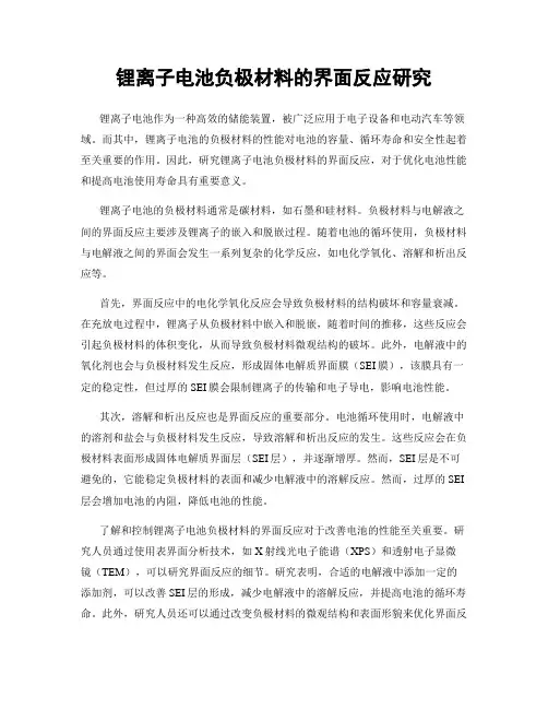 锂离子电池负极材料的界面反应研究