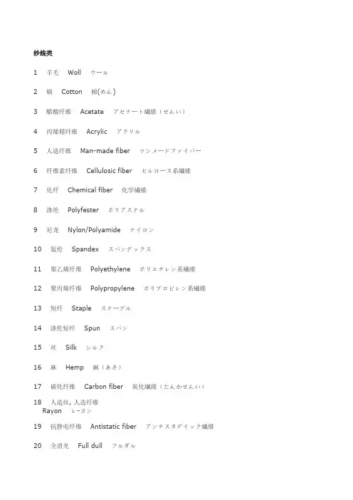 服装用语1