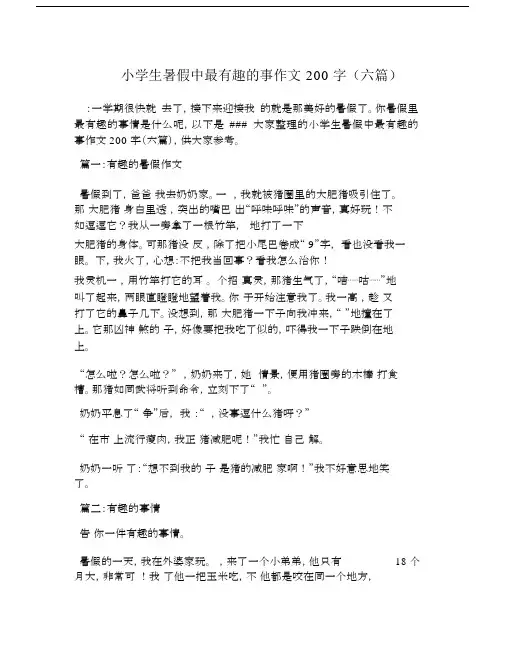 小学生暑假中最有趣的事作文200字(六篇).doc