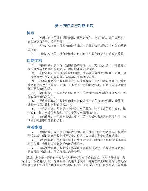 萝卜的特点与功能主治图片