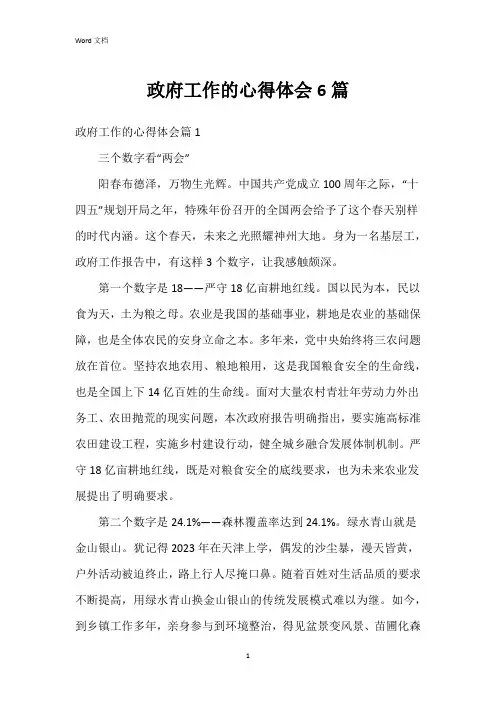 政府工作的心得体会6篇