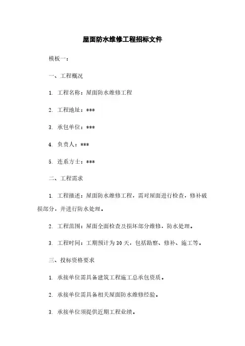 屋面防水维修工程招标文件