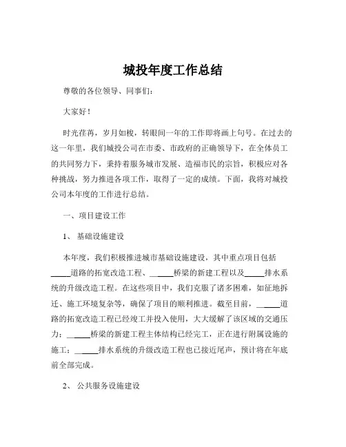 城投年度工作总结