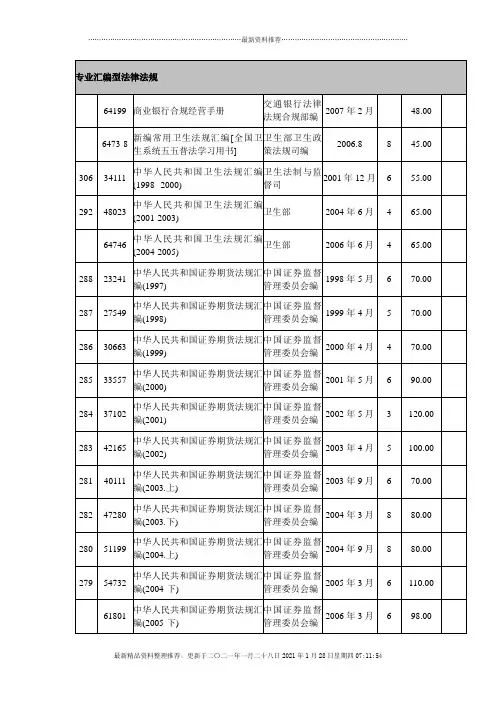 专业汇编型法律法规