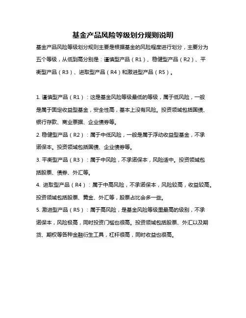 基金产品风险等级划分规则说明