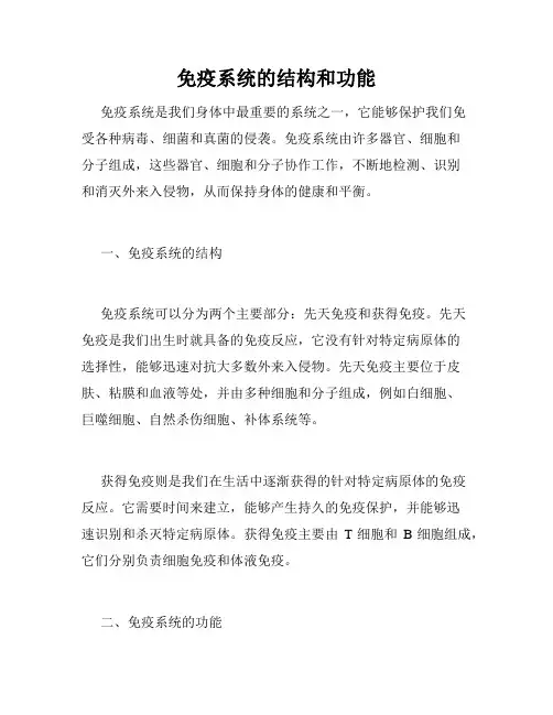 免疫系统的结构和功能