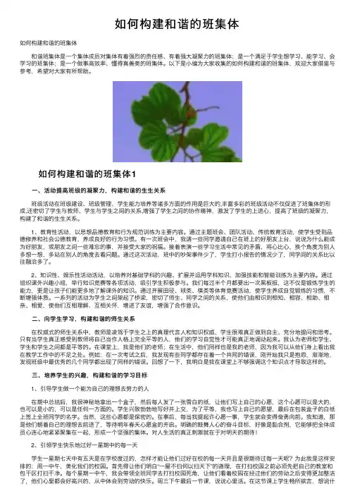 如何构建和谐的班集体