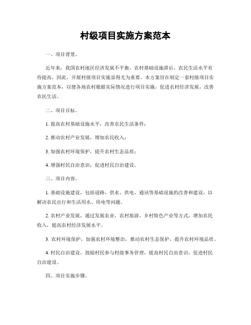 村级项目实施方案范本