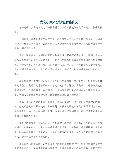 龙岗抗大八分校观后感作文