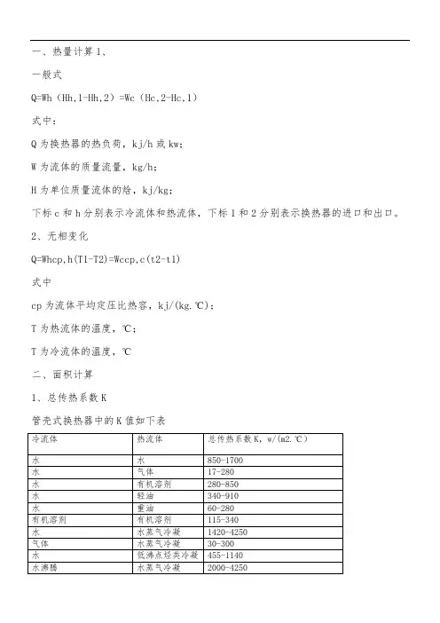 换热器的换热面积计算