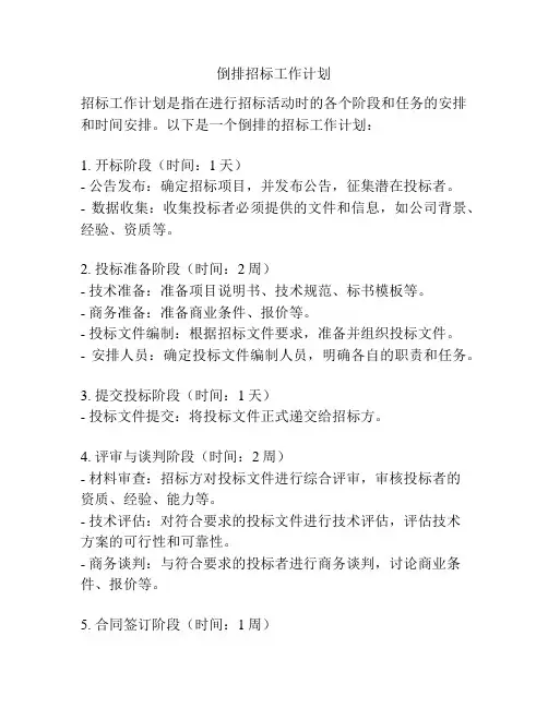 倒排招标工作计划