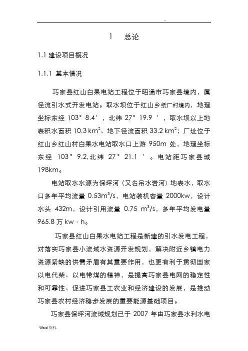 水电站工程水资源论证报告书