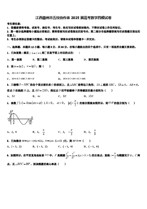 江西赣州市五校协作体2025届高考数学四模试卷含解析