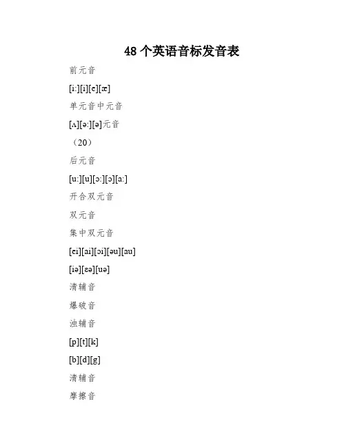 48个英语音标发音表