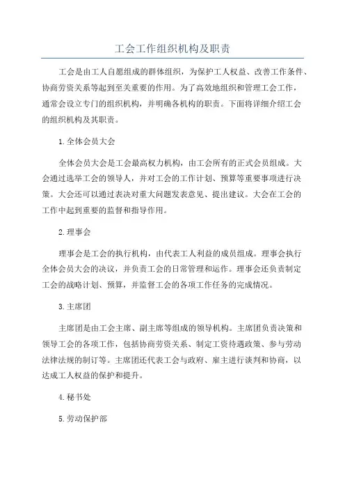 工会工作组织机构及职责