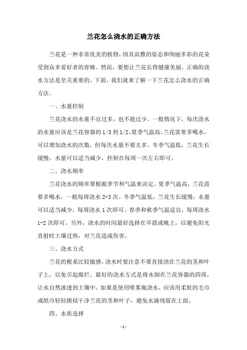 兰花怎么浇水的正确方法