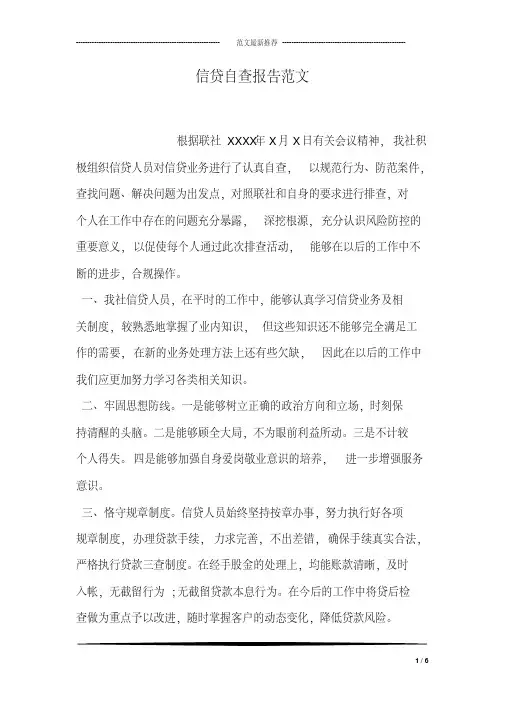 信贷自查报告范文