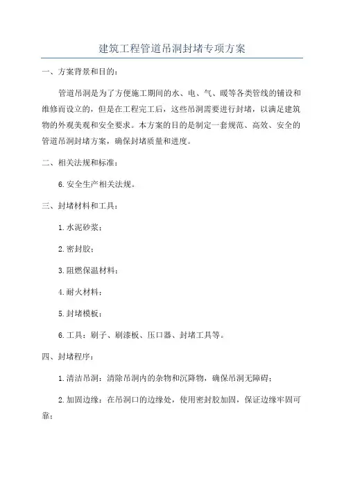 建筑工程管道吊洞封堵专项方案