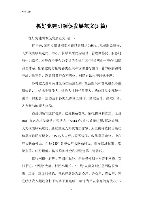 抓好党建引领促发展范文(3篇)