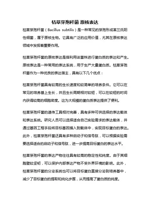 枯草芽孢杆菌 原核表达
