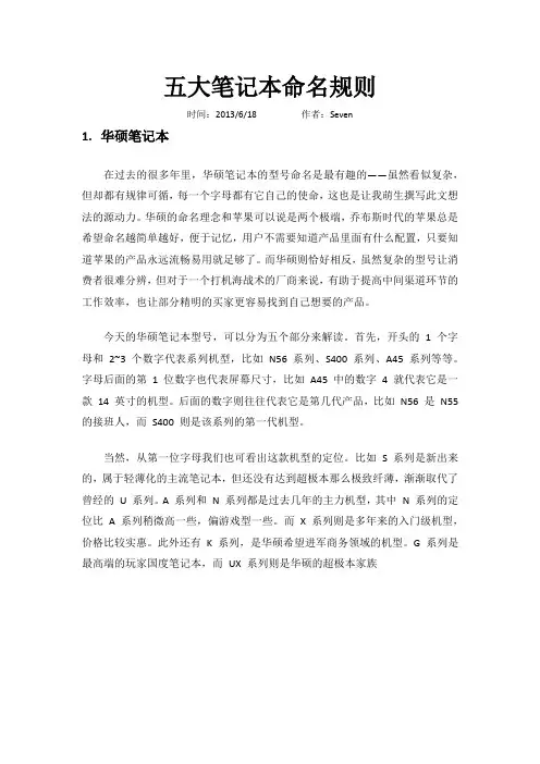五大笔记本命名规则