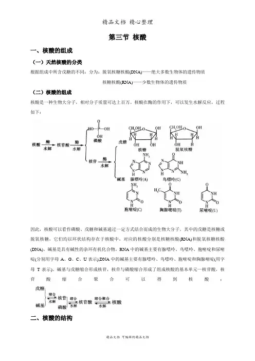 新教材人教版高中化学选择性必修三 4-3 核酸 知识点梳理