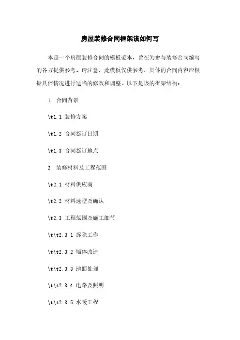 房屋装修合同框架该如何写