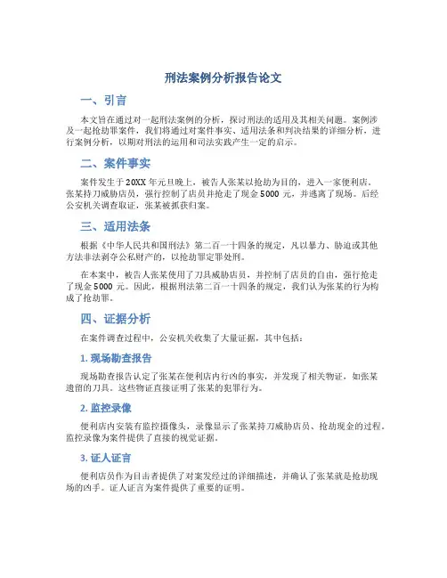 刑法案例分析报告论文