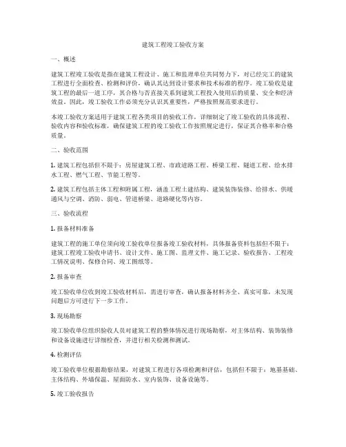 建筑工程竣工验收方案