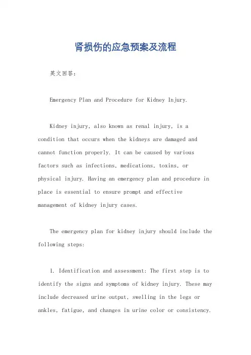 肾损伤的应急预案及流程