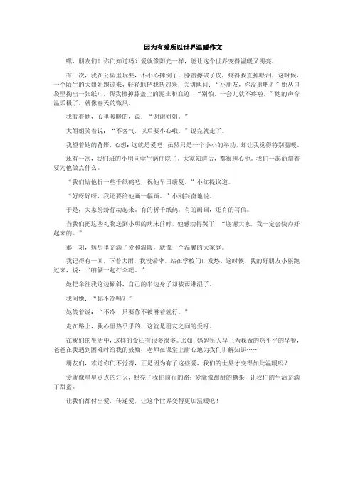 因为有爱所以世界温暖作文