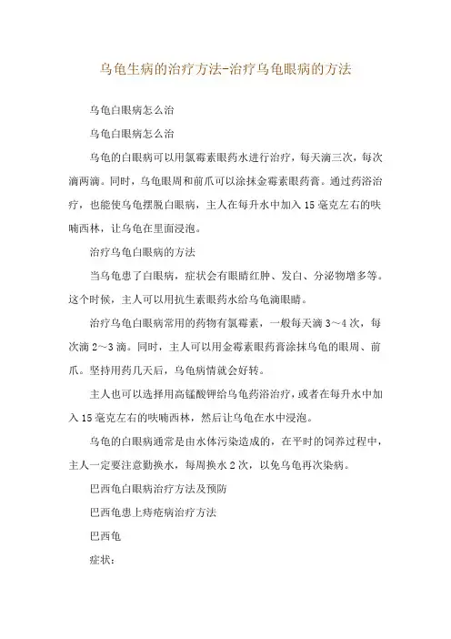 乌龟生病的治疗方法-治疗乌龟眼病的方法
