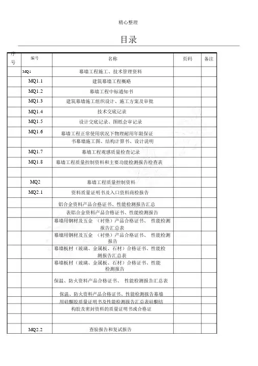 幕墙工程竣工资料(全套)